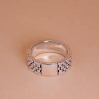 Silver Grid Texture Band